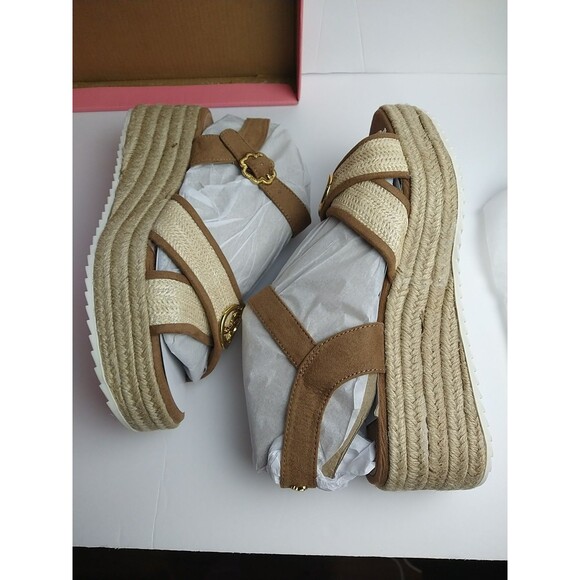 Sam & Libby Women's Corrinne Wedge Sandal, US 8 natural toffee strap criss cros - Picture 2 of 12